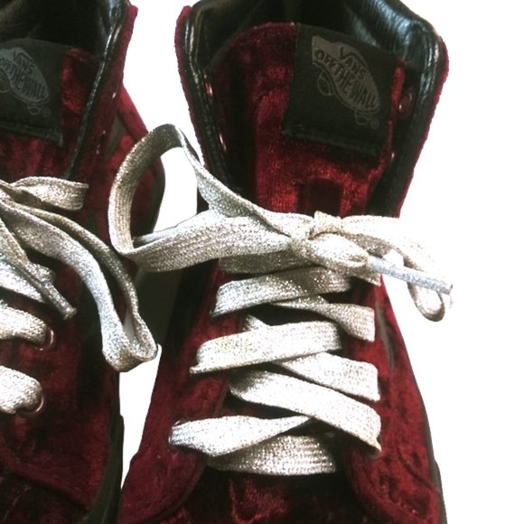 Kids Burgundy Velour Vans - Picture 6 of 11